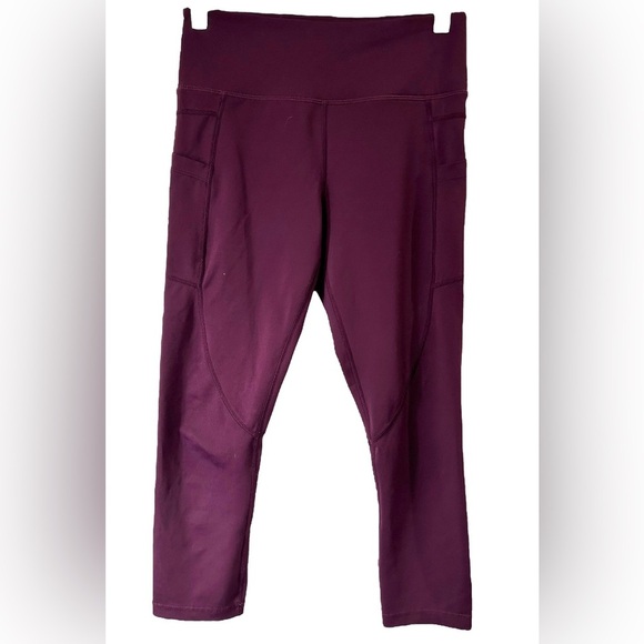 Zyia Active Women's Leggings Size 6-8 Maroon 21” Inseam Pockets - Picture 1 of 3